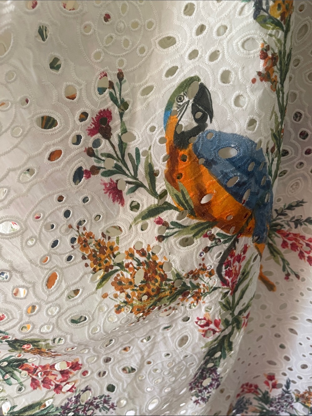 FARM Rio White Floral Eyelet Midi Scarf Dress with Spaghetti Straps. Med.NWOT - Picture 8 of 11